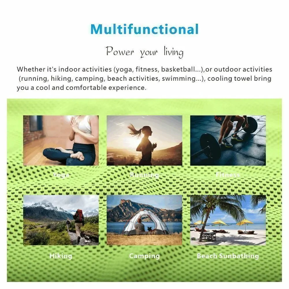 3x Cooling Towel, Ice Towel for Yoga, Running, Hiking, Camping, Beach Activities